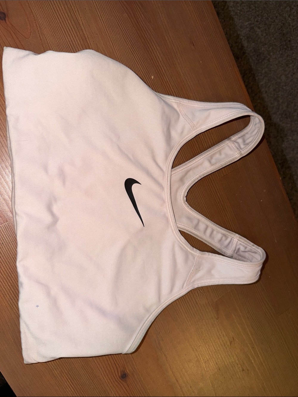 Nike White Racerback Sports Bra with Black Swoosh